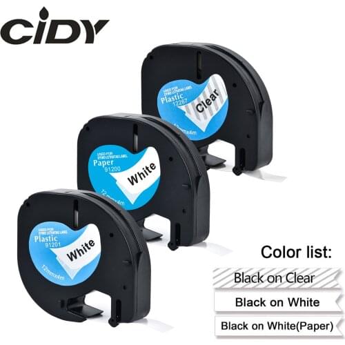 3pcs mixed color of LT 91201 12267 plastic and 91200 paper labels 12mm dymo letratag tape for LT-100H label maker