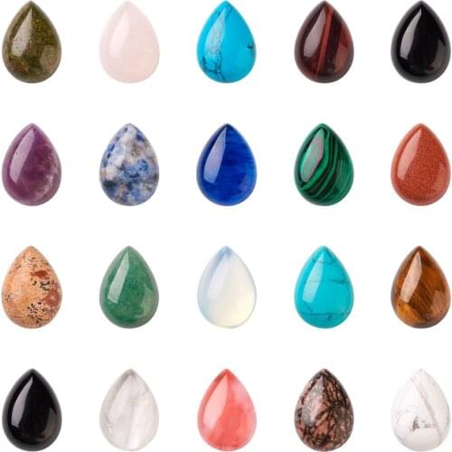 38pcs Gemstone Teardrop Flatback Cabochons Mixed Natural & Synthetic Stone Cabochons for Jewelry Making DIY Crafts Handmade