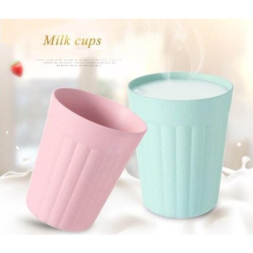 5pcs Bamboo Fiber Environmental Water Children Breakfast Plastic Eco-Friendly Wheat Straw Coffee Tea Milk Drink Cup