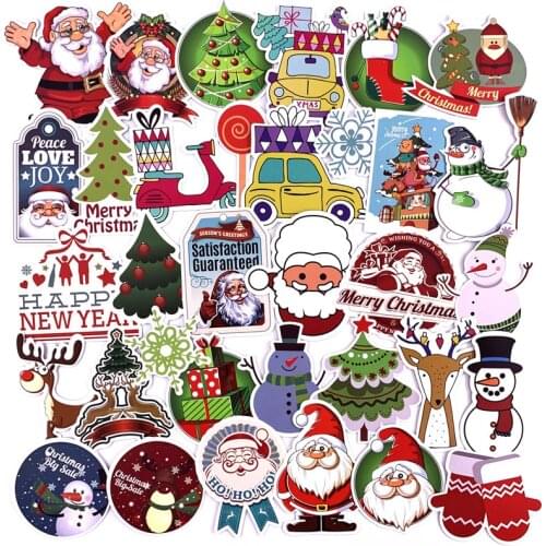 50/100 PCS PVC Christmas stickers do not repeat Santa graffiti stickers car computer trunk guitar Halloween sticker
