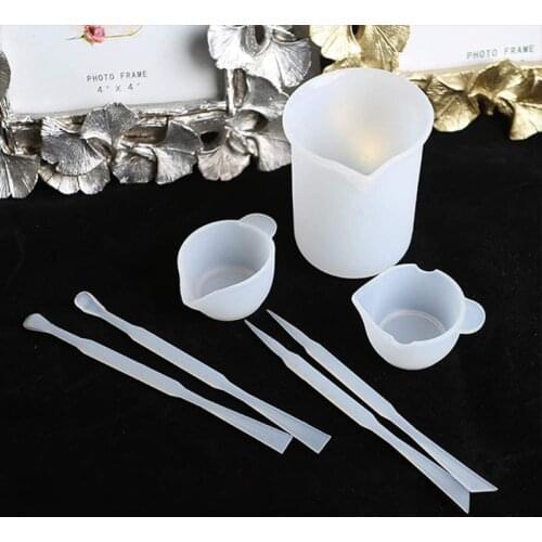7 Pcs Silicone Measuring Cups Mixing Cup Dispensing Stirrer Stirring Rods DIY UV Epoxy Resin Tools Kit