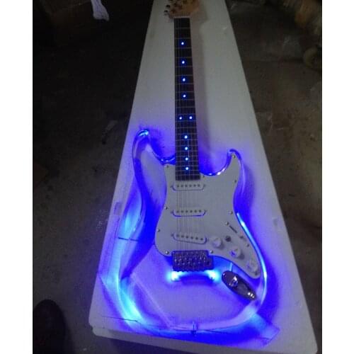 Free delivery / rosewood fingerboard acrylic blue LED light high quality st Guitar / customizable Chinese electric guitar