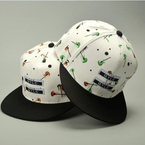 Fashion New Snapback Cotton linen guitar Graffiti printed leisure woman man Hip Hop Cap Baseball Cap Adjustable Flat-brimmed Hat