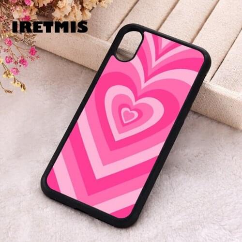 Iretmis 5 5S SE 2020 Phone Cover Case for iPhone 6 6S 7 8 Plus X Xs XR 11 12 Mini Pro Max Rubber Silicone Pink Heart trance