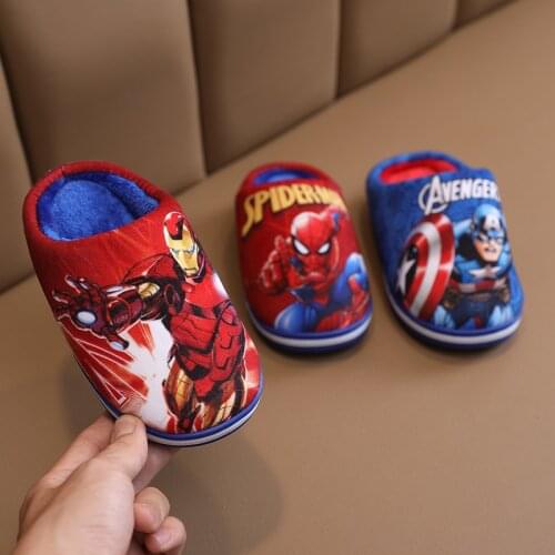 Disney cotton slippers Childrens new cartoon floor shoes non-slip warm thick-soled boys girls household wool slippers