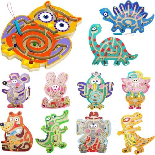 Baby Magnetic Maze Toy Kids Wooden Montessori Game Toy Kids Early Educational Brain Teaser Wooden Toy For Children Holiday Gifts