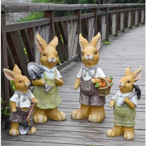 Villa Courtyard Simulation Animal Ornaments Resin Cartoon Rabbit Flowerpot Decoration Garden Landscape Park Sculpture Crafts Art