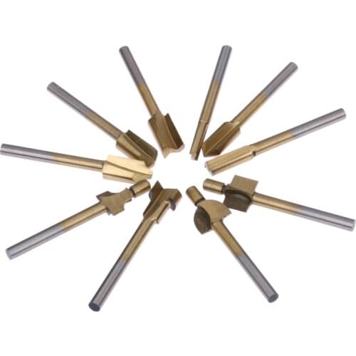 Shank Wood Router Bits Files HSS Titanium Coated Mini 3mm Wood Cutter Milling Cutter Fit for Dremel Rotary 10pcs 1/8" new hot