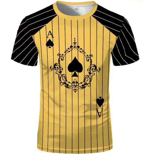 2021 Round Neck Tshirt Fashion Summer Short Sleeve poker Pattern T-shirts 3D Print mens T-shirt