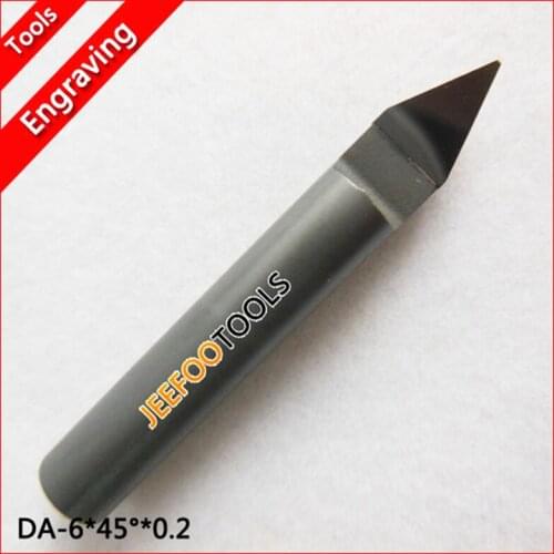 2PCS 6*45Degree*0.2mm PCD Carving Tools, Diamond Router Bits, Stone Engraving Bits on Hard Granite