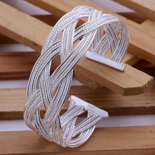 LKNSPCB033 Silver plated bangle bracelet,Fashion jewelry Big Weaved Bangle /bgrajxya ajdajaka