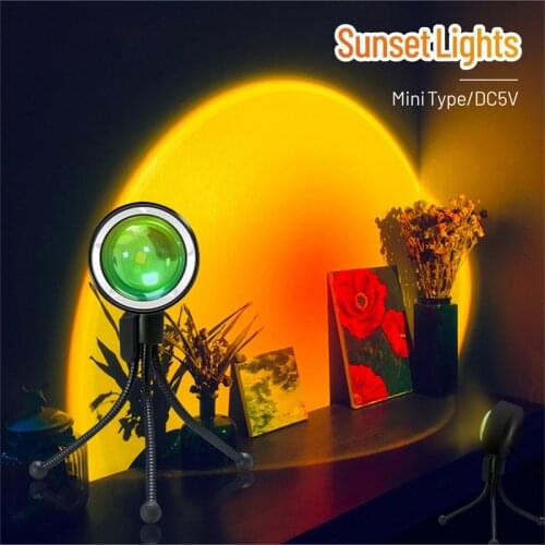 5V USB Mini Sunset Projector LED Night Light Atmosphere Lamp Sun Projection for Bedroom Coffee Store Wall Decoration Lighting