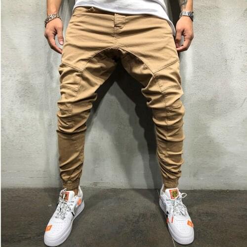 2021 Men Pants Fashion Splicing Multi Pocket Harem Joggers Pants Male Trousers Mens Joggers Solid Pants Sweatpants Large Size