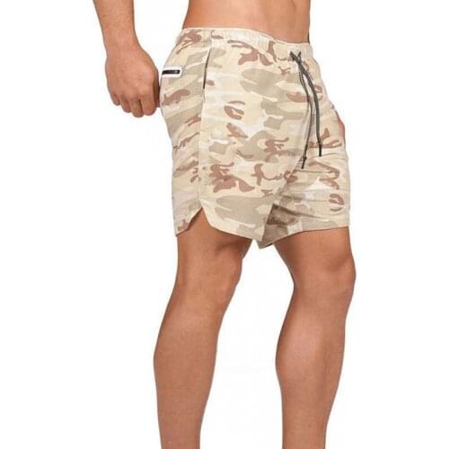 Double Layer Mesh Sport Shorts Men Camouflage Print Fitness Runing Training Shorts Large Size Beach Shorts Workout Shorts Men