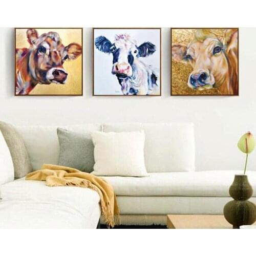 Paint by number art painting Big cow hand-painted color oil painting Living room bedroom Decorative paintings