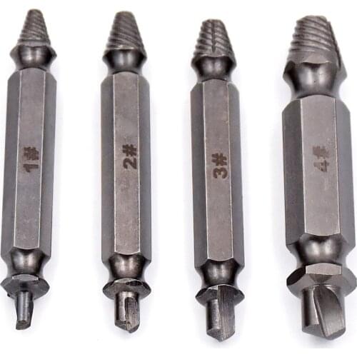 4Pcs Damaged Screw Extractor Metal Drill Bits Set Remover Double Ended Bolt Extractor Cire Drill Bit Power Tools
