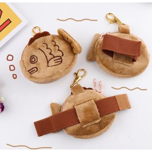 2021 New Japan Cute Plush Snapper Fish Doll Coin Purse Wristlet Bag Mini Cute Zipper Girl Coin Wallet Cable Headset Bag
