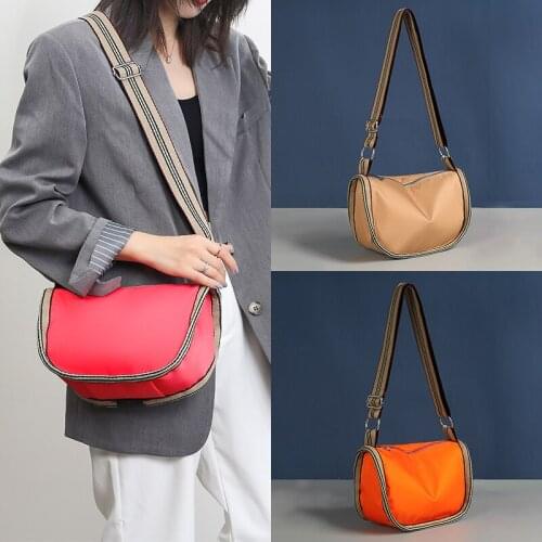 Solid Color Simply Nylon Soft Shoulder Bags 2021 Fashion Designers Hobos HandBag Wide Strap Zipper Crossbody Bag For Women Totes