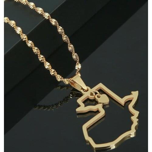 Stainless Steel Guatemala Map Pendant Necklace Gold Color Map of Guatemala Heart Jewelry