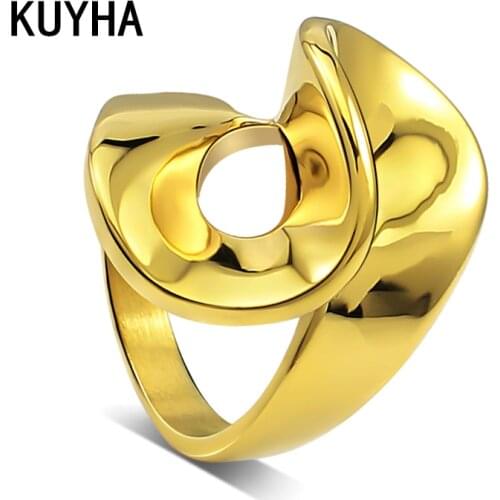 New Minimalist Round Geometric Ring Ladies Big Personality Finger Knuckle Ring For Women Party Punk Decor Unique Style