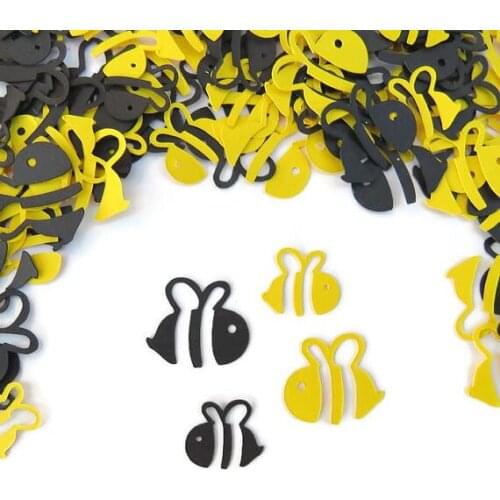 Yellow black bee baby shower birthday confettis table Scrapbook Embellishments scatters party decorations