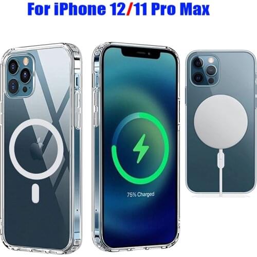 Clear TPU Hard Magnetic Safe Case For iPhone 12 Pro Max Mini Magnet Wireless Charging Transparent Drop Cover for iPhone11 XS Max