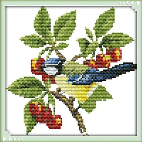 The bird with fruit cross stitch kit animal 18ct 14ct 11ct count print canvas stitching embroidery DIY handmade needlework plus