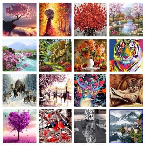 Frame Abstract Trees DIY Painting By Numbers Landscape Handpainted Oil Painting Modern Wall Art Home Decor Unique Gift