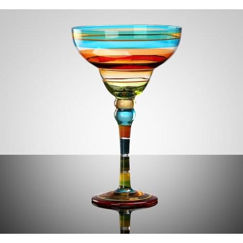 Handmade Colorful Crystal Glass Wine Cup Creative Cocktail Cups Margarita Goblet Champagne Wine Glasses Home Bar Decor Drinkware