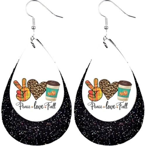 Peace Love Fall Earrings Faux Leather Teardrop We Are Now In Stock Bulk Order