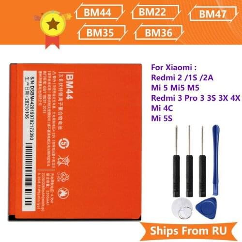 Xiao Mi Xiaomi BM44 Phone Battery For Xiaomi Redmi 2 Redmi 1S 2A BM22 Mi5 Mi 5 BM35 Mi 4C BM36 5S BM47 Redmi 3 3 Pro 3S 3X 4X