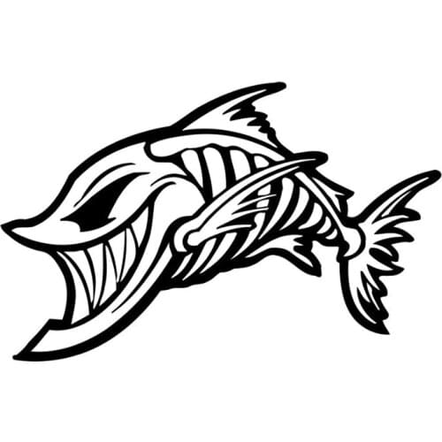 Scary Piranha Shape Creative Fashion Car Window Applique Personality Pvc Waterproof Applique Black/white, 16cm * 10cm