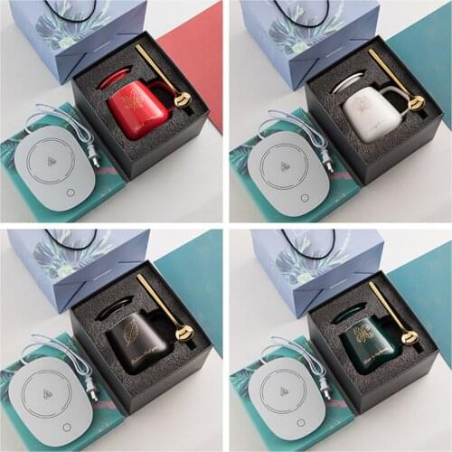 Temperature Control Cup Intelligent Warm Cup Thermostatic Couple Heating Insulation Ceramics Coffee Mug Warmer Constant Cup