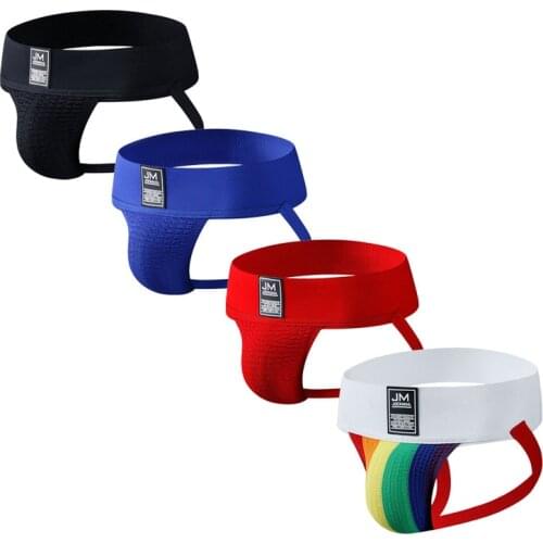 JOCKMAIL 4-Pack Men Briefs Sexy Camouflage Jockstrap Thong Soft Athletic Supporters Men Sport Underwear Jockstrap Athletic Jocks