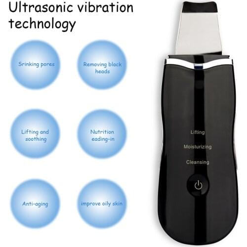 Ultrasonic Skin Scrubber Deep Face Cleaning Shovel Machine Peeling Shovel Facial Remove Blackhead Pore Cleaner Face Lift Machine
