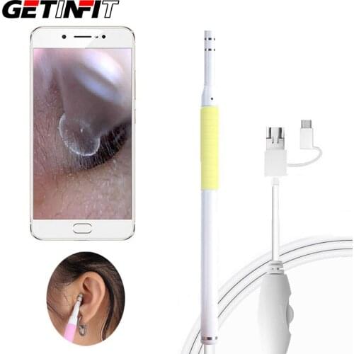Ear Endoscope 3 in 1 Ear Cleaning Tool HD Visual Ear Spoon Multifunctional Earpick 5.5mm Mini Camera Android PC Ear Otoscope