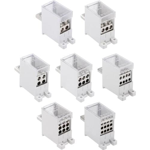 Uxcell 1 In 2/3/4/6/8/9/12 Out DIN Rail Terminal Blocks 250A Max Input Distribution Block for Circuit Breaker Gate Motors