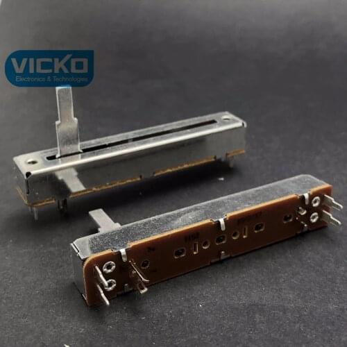 [VK] 7.3cm 73mm B10K Taiwan B10KX2 double straight slide Mixer fader potentiometer handle length 20MM switch