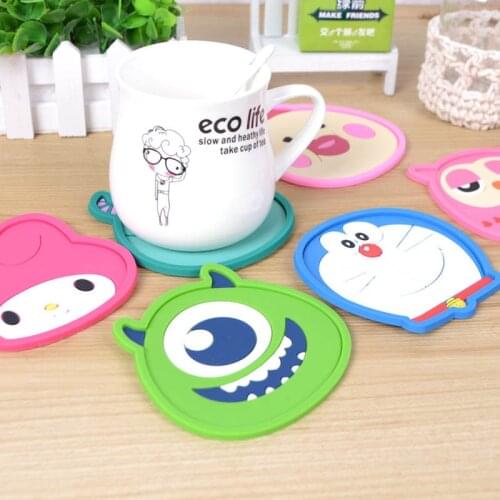 High Quality 1pcs Cute Cartoon Anime Silicone Cup Mat Coffee Placemat Drink Coaster Cup Glass Beverage Holder Pads Mats KP030