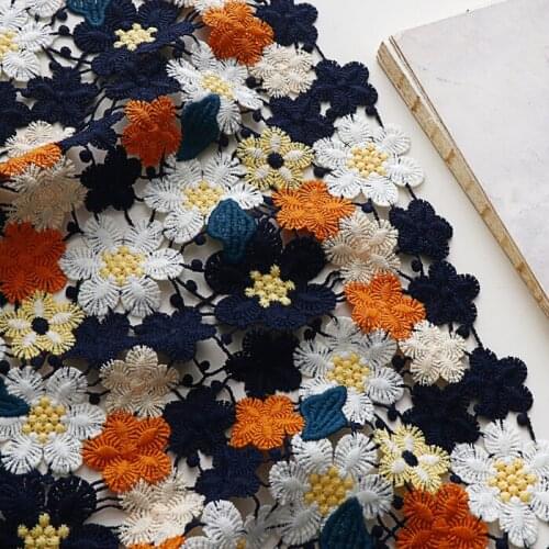 High quality heavy industry full water soluble lace tissu Color embroidered hollows sewing dress cheongsam skirt fabric