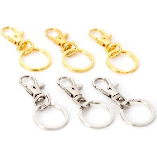 Custom Plated Ring Key Clip Chain Gold / Silver Hanging Lobster Clasp For Jewelry