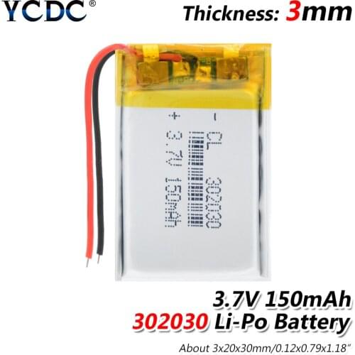 1/2/4pcs 3.7V 150mAH 302030 lithium Polymer lithium ion Li-ion battery for Selfie Stick GPS MP3 Alarm LED Lamp Bluetooth Speaker