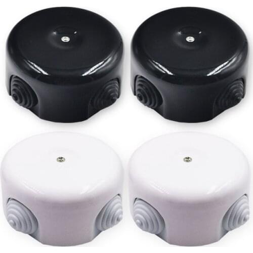 4pcs Ceramic Junction Box Flame Retardant Wall Wire Junction Box Waterproof Ceramic Electrical Mounting Box