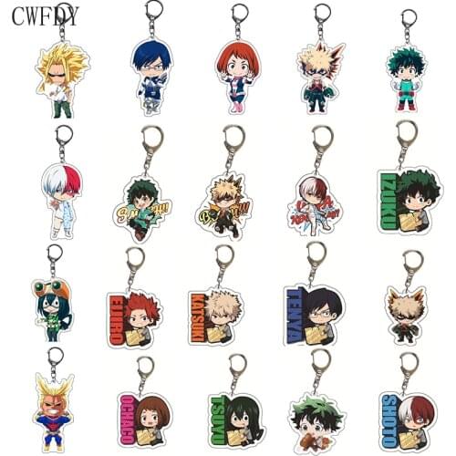 20pcs/lot Anime My Hero Academia Keychain Izuku Bakugou Katsuki Todoroki Shoto Figure Double Sided Transparent Acrylic Key Chain