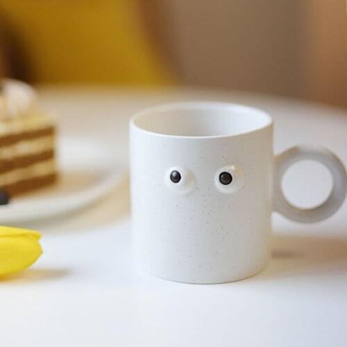 New Products Water Cup Creative Small Eyes Mug Fun Ceramics Household Coffee Cups Saucer Combinations