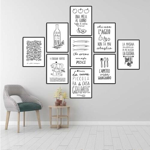 Black White Cute Drawing Posters And Prints Nordic Kitchen Love Quotes Canvas Painting Wall Art Pictures for Living Room