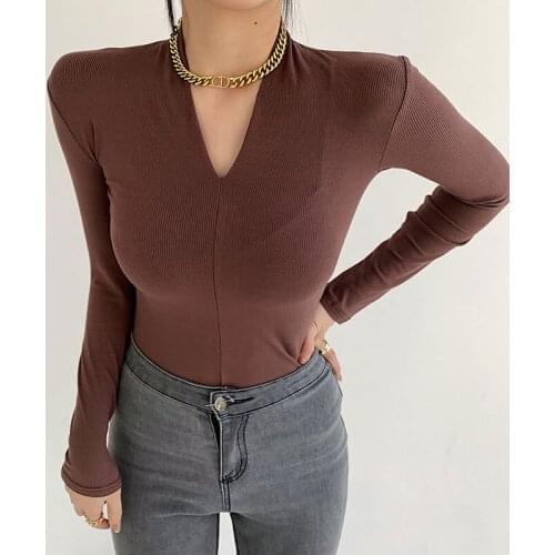 Black V-Neck Long-Sleeved Top Korean Fashion WomenS T-Shirt Female Vintage Clothing Blouses 2021 Kawaii Harajuku