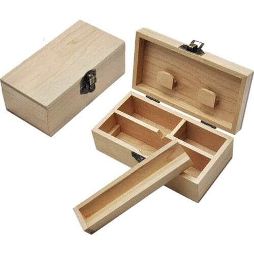 Wooden Tobacco Herb Storage Box Stash Box Case with Cigarette Rolling Tray Natural Handmade Wood Smoking Pipe Tobacco Herb Box