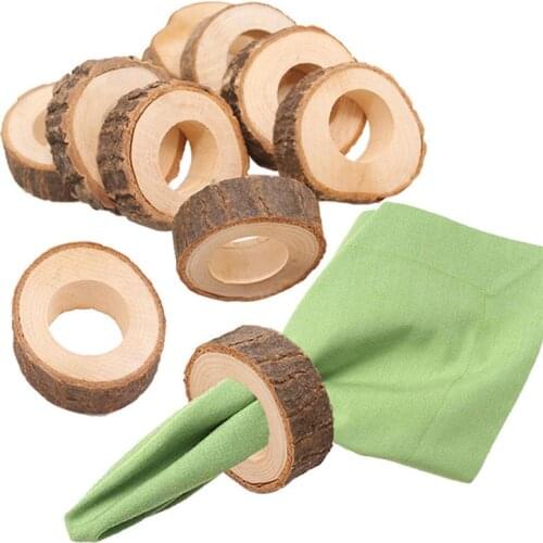 Wooden Napkin Rings Rustic Circle Holders Birthday Hotel Napkin Ring Wedding Supplies Party Vintage Wooden Bar Craft Table Decor