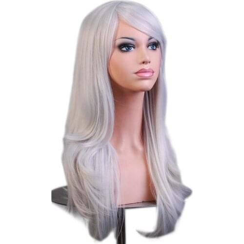 Soowee Hair Long Wavy Gray Blonde Wig Fake Hairpieces Synthetic Hair Female Brown Cosplay Wigs for Black Women Peruk